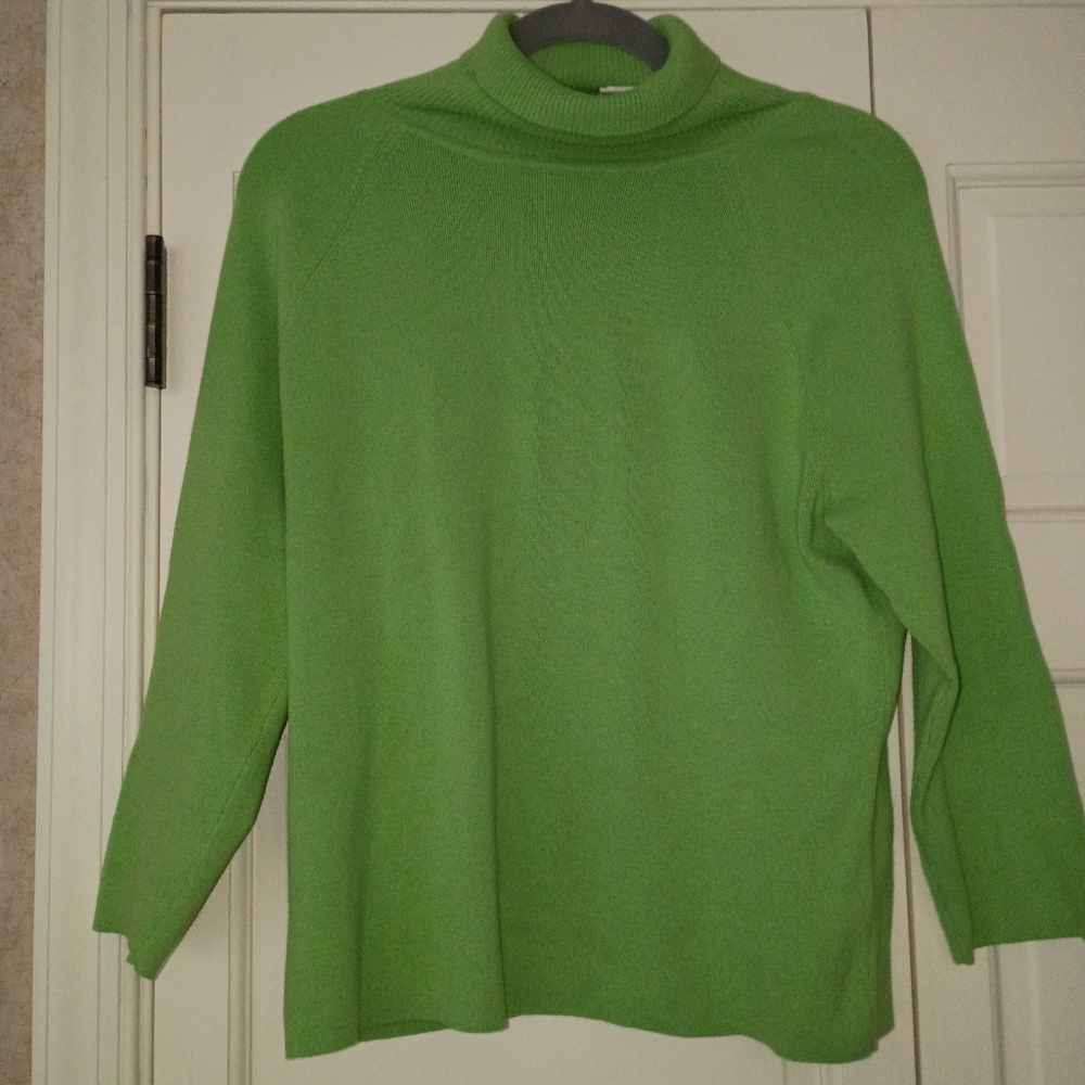 Talbots cozy and stylish with this Lime 🍋🟩 green 💚 turtleneck sweater. - Picture 2 of 8